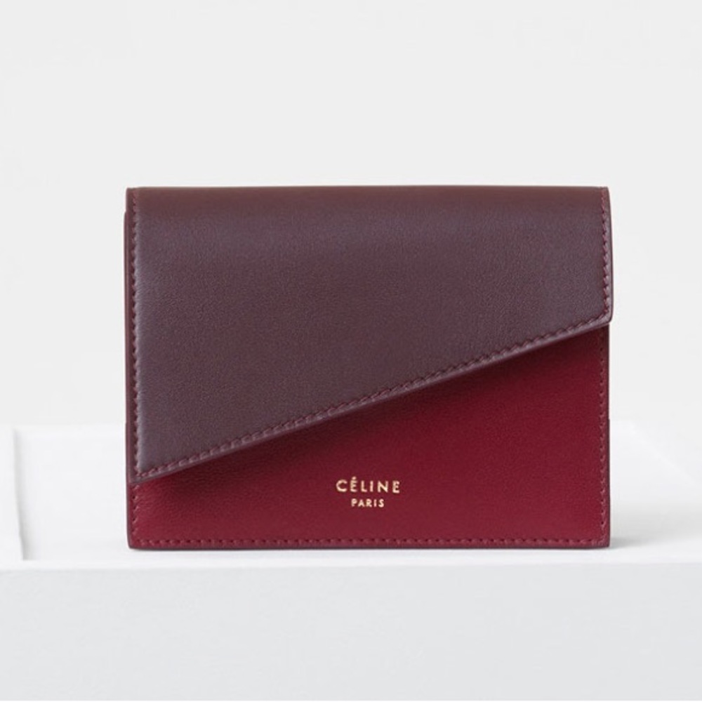Celine Bi-Color Burgundy and Wine Leather Wallet